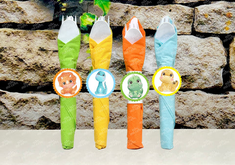 Dinosaur Baby Shower | Dinosaur Theme Utensil Favor | Dinosaur Party Favor | Hatching Soon Birthday Dinosaur Napkin Utensil VARIETY