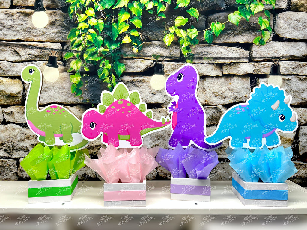 Pink Dinosaur Theme | Pink Dinosaur Baby Shower or Birthday | Dinosaur Table Centerpiece Party Decoration SET OF 4