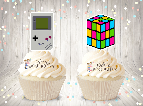 I love 80's Theme Party Decoration Cupcake Toppers SET OF 12