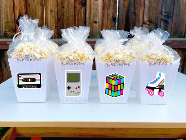 I love 80s Theme Birthday Party Favor | I Love 80s Theme | 80s Favor | Popcorn Bin | I love 80s Party | 80s Theme | Popcorn Favor SET OF 12