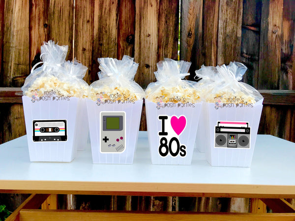 I love 80s Theme Birthday Party Favor | I Love 80s Theme | 80s Favor | Popcorn Bin | I love 80s Party | 80s Theme | Popcorn Favor SET OF 12
