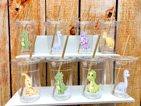 Dinosaur Baby Shower | Dinosaur Theme | Dinosaur Baby Shower Party | Dinosaur Party Cup Favors | Watercolor Dinosaur Decor Theme VARIETY