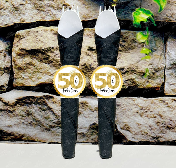 50's Birthday Theme | 50s Theme Decoration | 50's Birthday Party | Napkin Wrapped Utensil Favors | 50s Party Favors | 50s Theme VARIETY