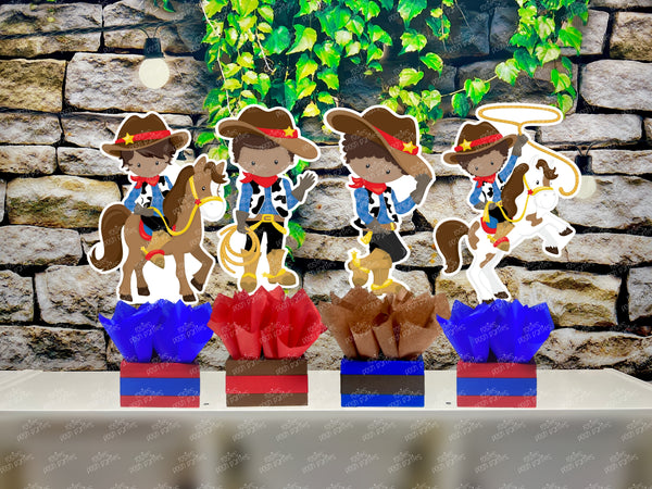Cowboy Theme | African American Cowboy | Cowboy Birthday Party | Western Theme | Western Centerpiece Party| Cowboy Theme Decoration SET OF 4
