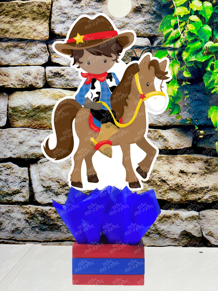 Cowboy Theme | African American Cowboy | Cowboy Birthday Party | Western Theme | Western Centerpiece Party| Cowboy Theme Decoration SET OF 4