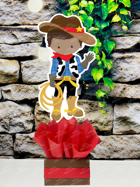 Cowboy Theme | African American Cowboy | Cowboy Birthday Party | Western Theme | Western Centerpiece Party| Cowboy Theme Decoration SET OF 4