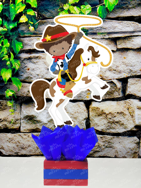 Cowboy Theme | African American Cowboy | Cowboy Birthday Party | Western Theme | Western Centerpiece Party| Cowboy Theme Decoration SET OF 4