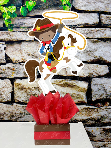 Western Cowboy Theme | Cowboy Birthday | Western Baby Shower | Afro Cowboy Theme Centerpiece Decoration SET OF 6