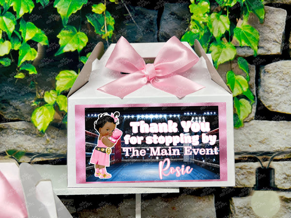 Pink Boxing Main Event Baby Shower Theme | Gender Reveal Boxing Theme | Main Event Boxing Favor Box | Royal Gender Reveal Party Gable Box VARIETY