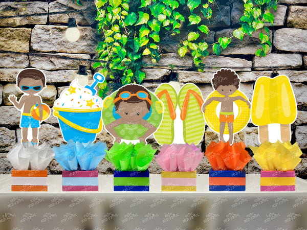 Pool Party Birthday | Summer Birthday Theme | Pool Party Centerpiece | Pool Birthday Party Centerpiece | Girl Boy Pool Party Theme SET OF 6