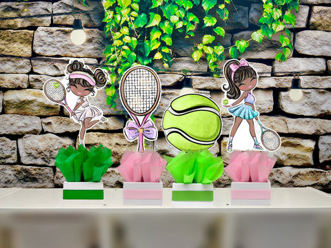 Afro Tennis Theme | Tennis Girl Birthday | Sports Theme | Aced Tennis Birthday | Game Set Match Tennis Baby Shower | Party SET OF 4