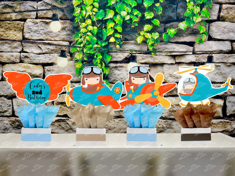 Airplane Pilot Birthday Baby Shower Theme Party Centerpiece Decoration SET OF 4