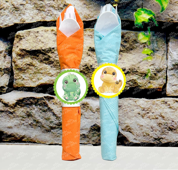 Dinosaur Baby Shower | Dinosaur Theme Utensil Favor | Dinosaur Party Favor | Hatching Soon Birthday Dinosaur Napkin Utensil VARIETY