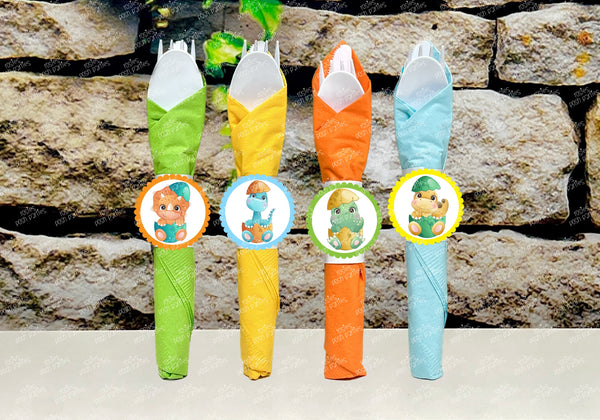 Dinosaur Baby Shower | Dinosaur Theme Utensil Favor | Dinosaur Party Favor | Hatching Soon Birthday Dinosaur Napkin Utensil VARIETY