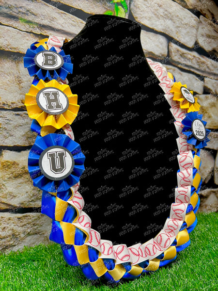 Graduation Lei | Baseball Lei | Senior Night Gift Lei | Braided Ribbon Lei | Graduation Ribbon Lei | Graduate Lei | Sports Lei