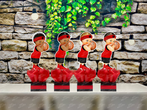Basketball Theme Black Red | Royal Prince Baby Shower | Sports Birthday Table Centerpiece Decoration INDIVIDUAL