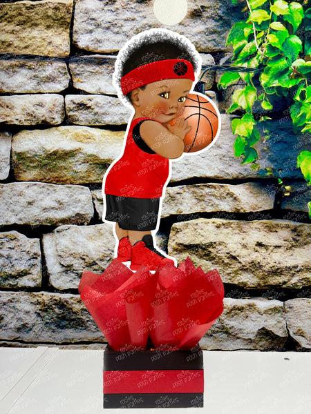 Basketball Theme Black Red | Royal Prince Baby Shower | Sports Birthday Table Centerpiece Decoration INDIVIDUAL