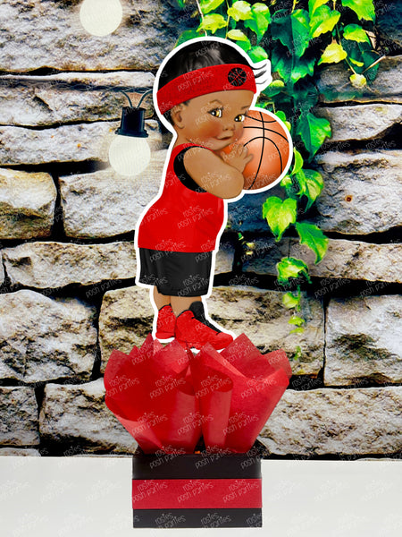 Basketball Theme Black Red | Royal Prince Baby Shower | Sports Birthday Table Centerpiece Decoration INDIVIDUAL