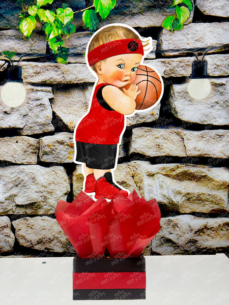 Basketball Theme Black Red | Royal Prince Baby Shower | Sports Birthday Table Centerpiece Decoration INDIVIDUAL