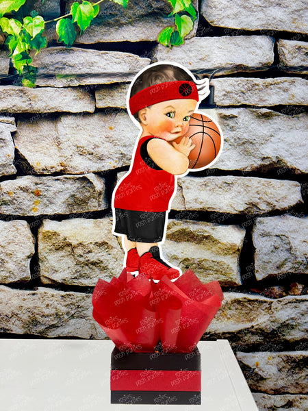 Basketball Theme Black Red | Royal Prince Baby Shower | Sports Birthday Table Centerpiece Decoration INDIVIDUAL