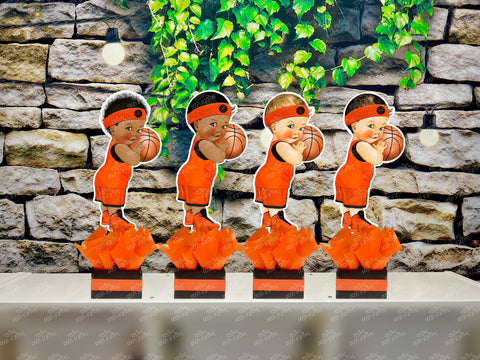 Basketball Theme Orange Black | Royal Prince Baby Shower | Sports Birthday Table Centerpiece Decoration INDIVIDUAL