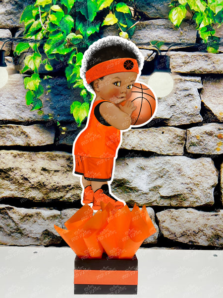Basketball Theme Orange Black | Royal Prince Baby Shower | Sports Birthday Table Centerpiece Decoration INDIVIDUAL