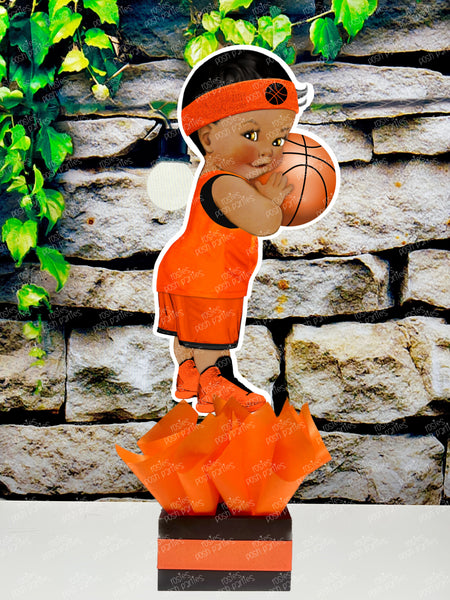 Basketball Theme Orange Black | Royal Prince Baby Shower | Sports Birthday Table Centerpiece Decoration INDIVIDUAL