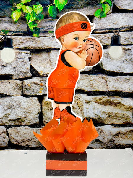 Basketball Theme Orange Black | Royal Prince Baby Shower | Sports Birthday Table Centerpiece Decoration INDIVIDUAL