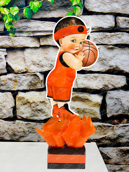 Basketball Theme Orange Black | Royal Prince Baby Shower | Sports Birthday Table Centerpiece Decoration INDIVIDUAL