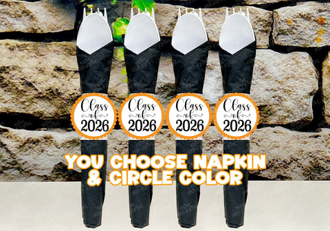 Black Graduation Theme | Grad Night Party | Graduation Party Favor | Napkin Wrapped Utensil Kits | Hight School College University Class of 2026