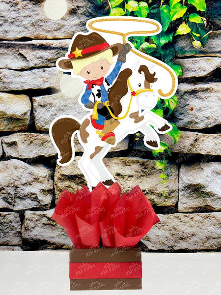 Western Cowboy Theme | Cowboy Birthday | Western Baby Shower | Blonde Cowboy Theme Centerpiece Decoration INDIVIDUAL