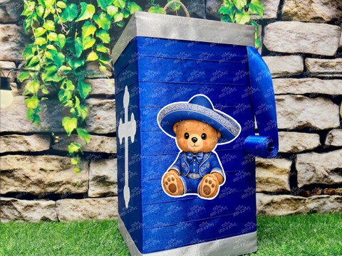 Charro Bear Christening Baptism Piñata | Spinning Piñata | Candy Favor | Mi Bautizo Fiesta | Piñata Giratoria | Spinata | No stick Birthday Piñata
