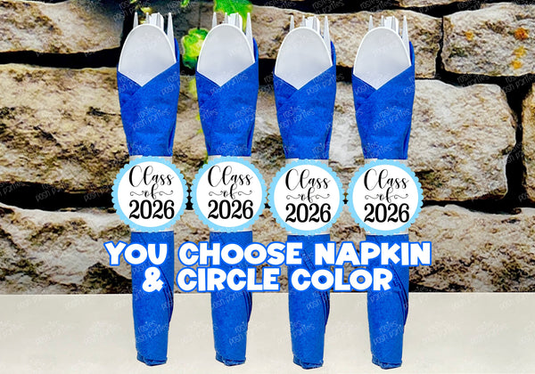 Blue Sky Graduation Theme | Grad Night Party | Graduation Party Favor | Napkin Wrapped Utensil Kits | Hight School College University Class of 2026
