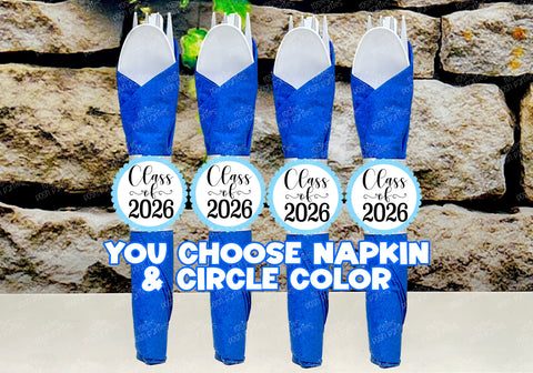 Blue Sky Graduation Theme | Grad Night Party | Graduation Party Favor | Napkin Wrapped Utensil Kits | Hight School College University Class of 2026