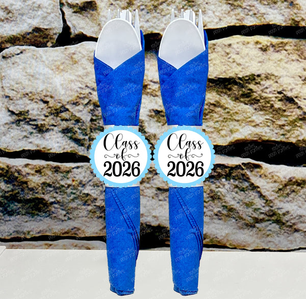 Blue Sky Graduation Theme | Grad Night Party | Graduation Party Favor | Napkin Wrapped Utensil Kits | Hight School College University Class of 2026