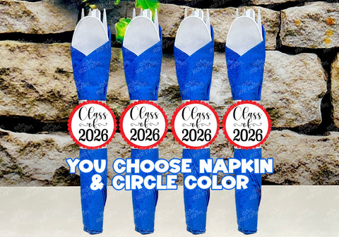 Blue Red Graduation Theme | Grad Night Party | Graduation Party Favor | Napkin Wrapped Utensil Kits | Hight School College University Class of 2026