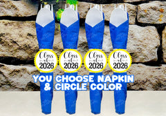 Blue Yellow Graduation Theme | Grad Night Party | Graduation Party Favor | Napkin Wrapped Utensil Kits | Hight School College University Class of 2026