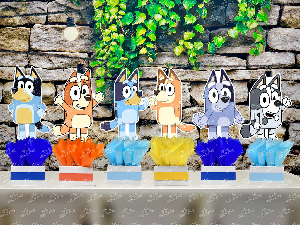 Bluey Birthday Theme | Bluey Birthday Centerpiece | Bluey Dog Theme | Bluey  Blue Dog Birthday | Dog Doggie Theme Decor SET OF 6