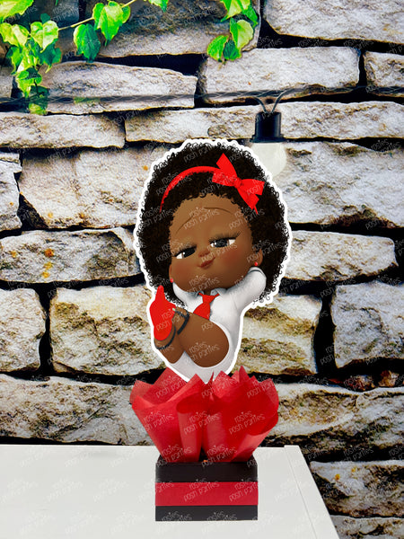 African Boss Baby Red Suit Girl Centerpiece Decoration SET OF 6