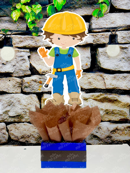 Construction Theme | Construction Birthday Party Centerpiece Decoration | Building Party | Brown Boy Birthday Theme | Construction Deco SET OF 6