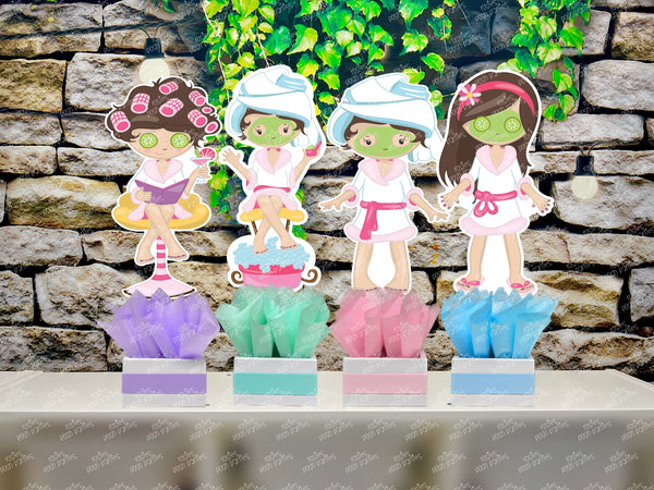 Spa Day Theme | Bridesmaid Party | Bridal Shower Spa Day Party | Table Centerpiece Decoration SET OF 4