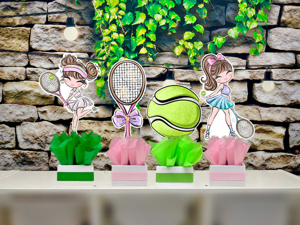 Brown Tennis Theme | Tennis Girl Birthday | Sports Theme | Aced Tennis Birthday | Game Set Match Tennis Baby Shower | Party SET OF 4