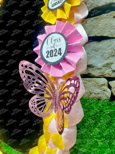 Graduation Lei | Butterfly Promotion Lei | Senior Night Gift Lei | Braided Ribbon Lei | Graduation Ribbon Lei | Graduate Lei | Promotion Lei