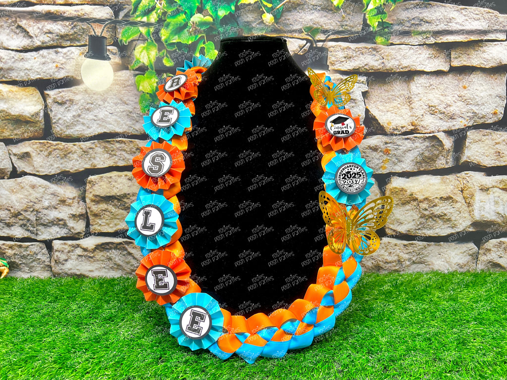Graduation Lei | Butterfly Promotion Lei | Senior Night Gift Lei | Braided Ribbon Lei | Graduation Ribbon Lei | Graduate Lei | Promotion Lei