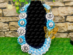 Graduation Lei | Lavender Butterfly Promotion Lei | Senior Night Gift Lei | Braided Ribbon Lei | Graduation Ribbon Lei | Graduate Lei | Promotion Lei