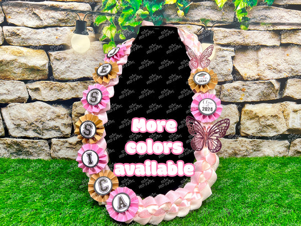 Graduation Lei | Red Butterfly Promotion Lei | Senior Night Gift Lei | Braided Ribbon Lei | Graduation Ribbon Lei | Graduate Lei | Promotion Lei