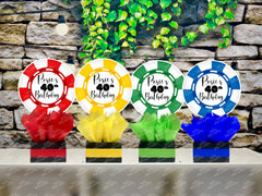 Casino Night Poker Chip Birthday Party Table Centerpiece | SET OF 4