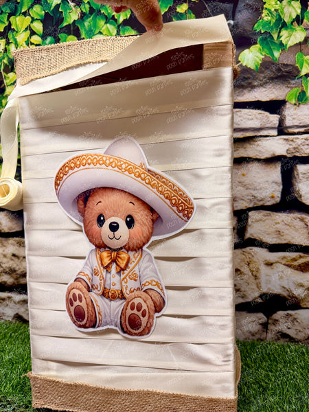 Charro Bear Baptism Piñata | Spinning Piñata | Candy Favor | Mi Bautizo Charro | Piñata Giratoria | Spinata | No stick Birthday Piñata
