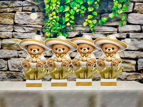 Charro Bear Baptism | Blue Charro Birthday Theme | Charro Mariachi Theme Bautizo Centerpiece | Charro Decoration | Charro Bautizo Party INDIVIDUAL
