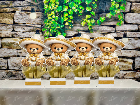 Charro Bear Baptism | Gold Charro Birthday Theme | Charro Mariachi Theme Bautizo Centerpiece | Charro Decoration | Charro Bautizo Party INDIVIDUAL